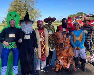 A large group at an Inflatable 5k