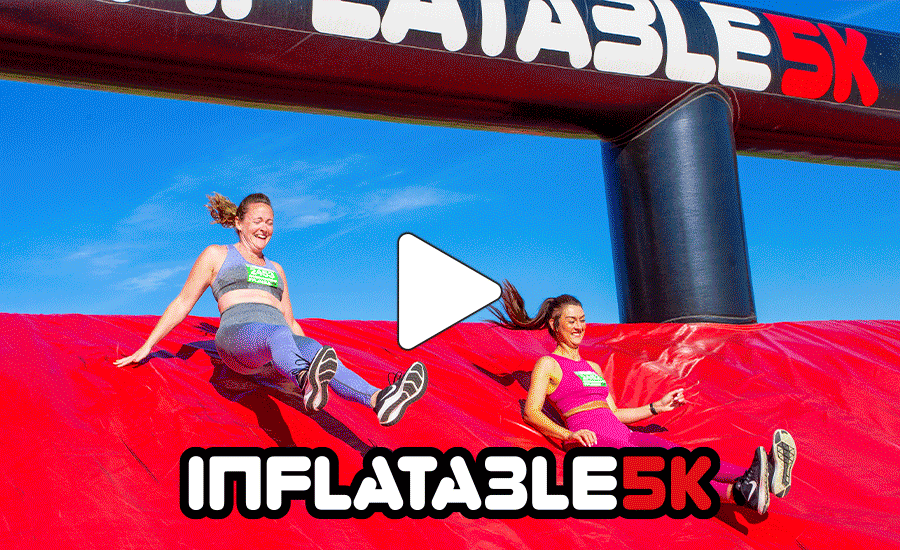 Jump, Slide and Bounce Video of Inflatable 5k Run